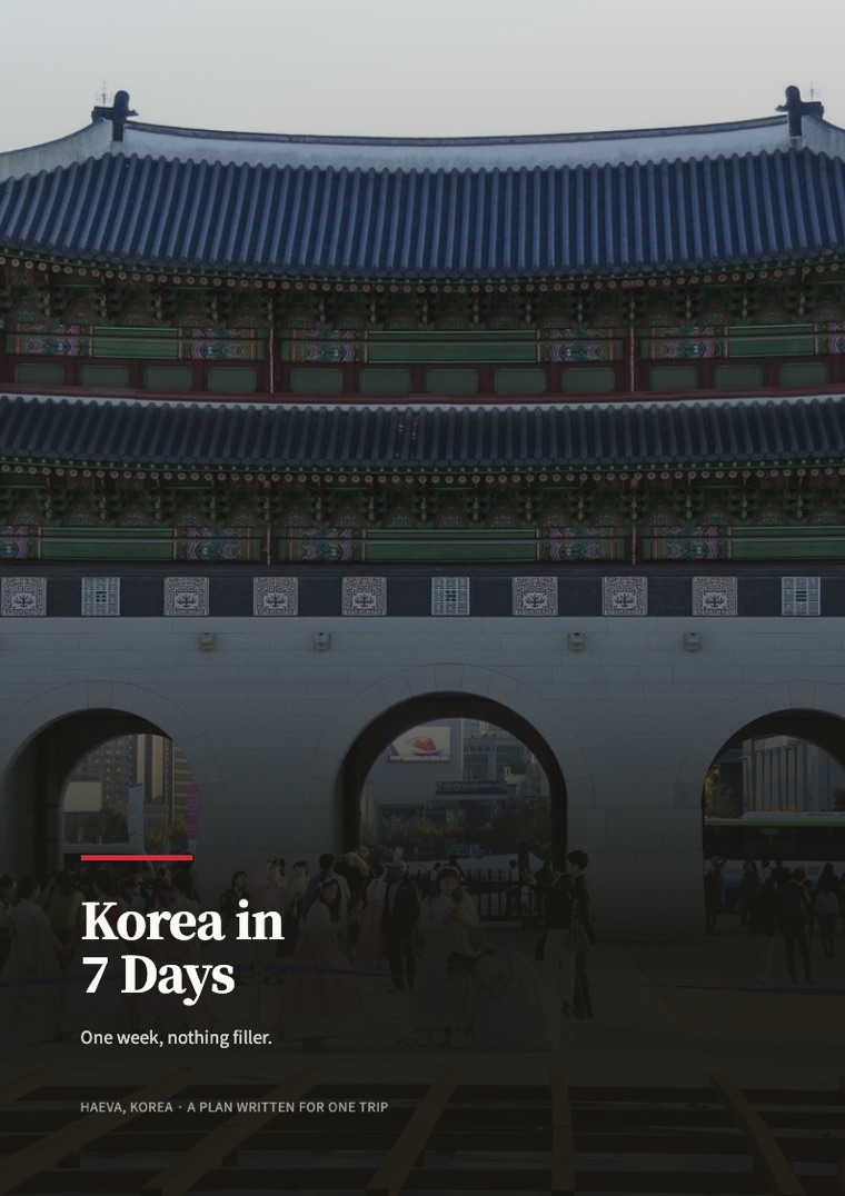 Cover: Korea in 7 Days — One week, nothing filler